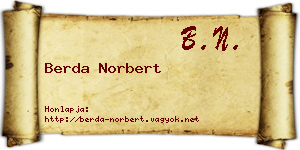 Berda Norbert névjegykártya
